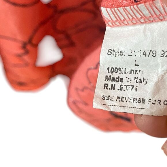 Vasna NWT Sz L Orange Blue Metallic Embroidered Floral Linen Italian Dress - Picture 8 of 9